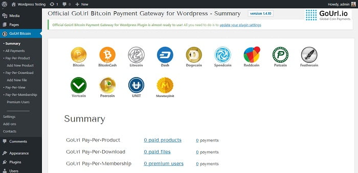 GoUrl Bitcoin Payment Gateway & Paid Downloads & Membership