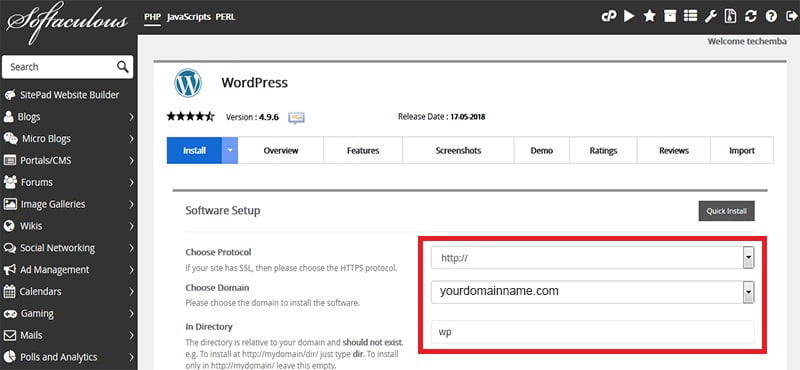 Choose Protocol - Choose Domain - In Directory