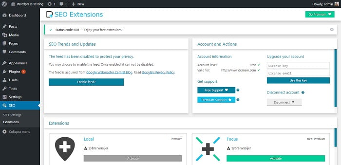 The SEO Framework - Extension Manager