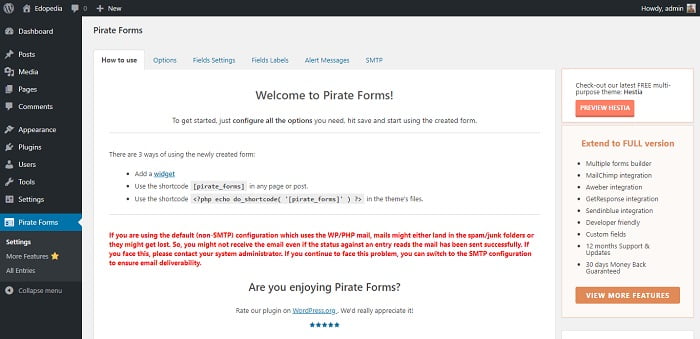 Contact Form & SMTP Plugin for WordPress by PirateForms