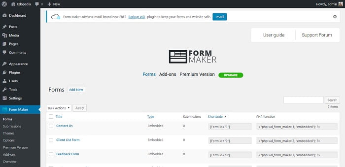 Form Maker by WD - user-friendly drag & drop Form Builder plugin