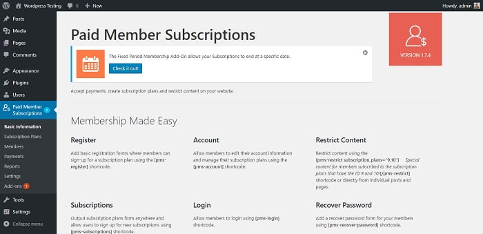 Membership & Content Restriction - Paid Member Subscriptions