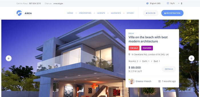 Area - Real Estate WordPress theme for Agencies and Realtors