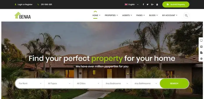 Benaa - Real Estate WordPress Theme