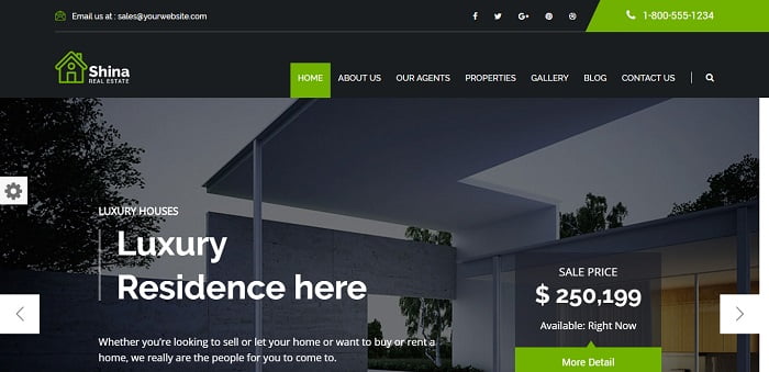 Shina Real State Property Sale and Rent WordPress Theme