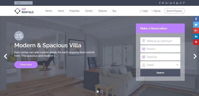 WP Rentals - Booking Accommodation WordPress Theme