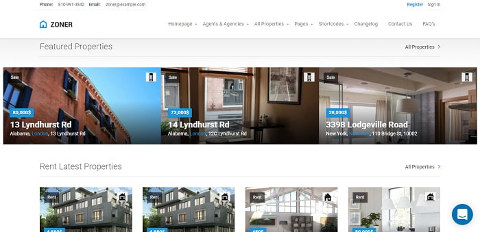 Zoner - Real Estate WordPress Theme