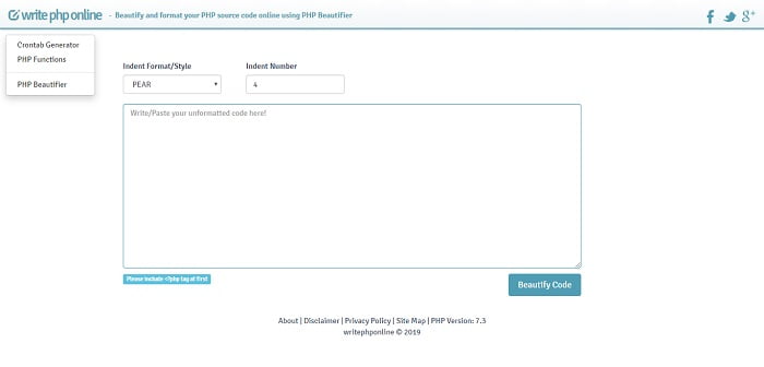 PHP Beautifier by writephponline.com