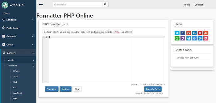 PHP Formatter by wtools.io