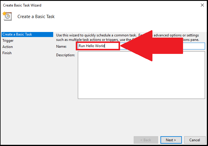 Enter a name for your task Enter a name for your task