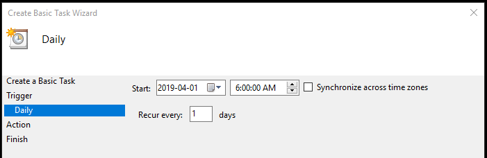 Task Trigger - Daily - Adjust timing Task Trigger - Daily - Adjust timing