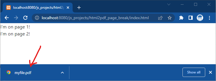 html2pdf Page Break Screenshot
