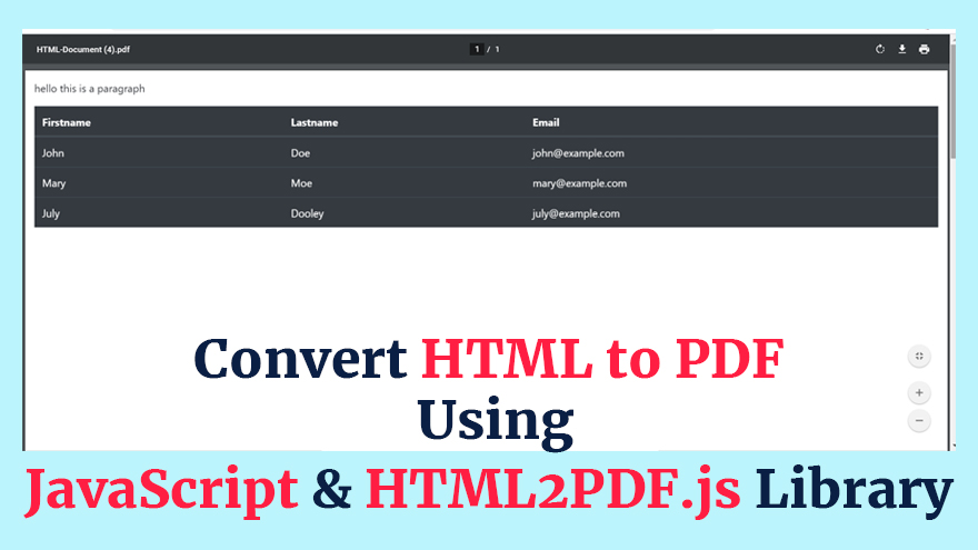 Convert HTML to PDF Using JavaScript HTML2PDF.js Library
