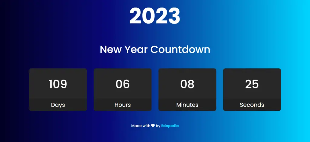 JavaScript New Year Countdown Timer Screenshot