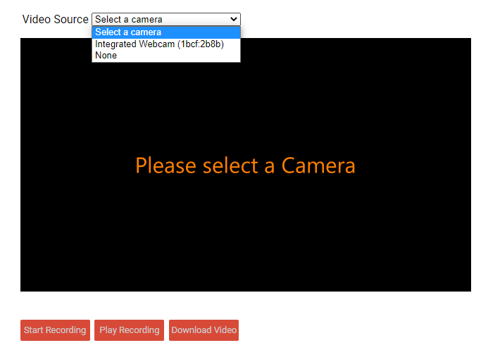 JavaScript WebRTC select camera for recording