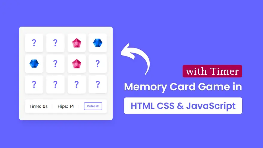 Memory Cards Game with Timer in HTML5, CSS3 & JavaScript