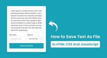 How to Save Text as File using HTML5, CSS3 & JavaScript