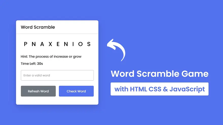 How to Make a Word Scramble Game in HTML5, CSS3 &#038; JavaScript